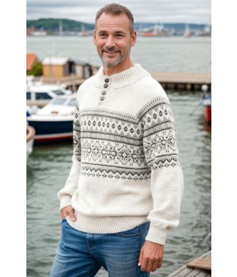 Naturhvit Filipgenser med grått mønster - DLG 142-SU340034033405