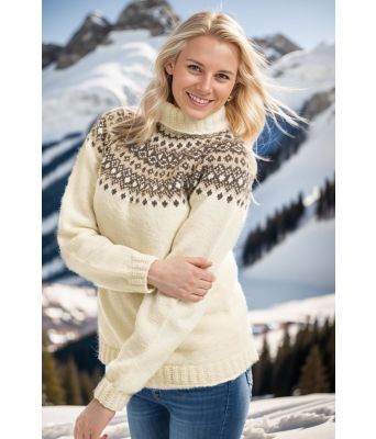 Naturhvit klassisk strikkegenser - Viking 1502-5B