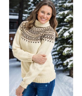 Klassisk naturhvit strekkegenser - Viking 1502-5C