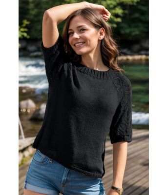 Svart Miramar strikket sommertopp - Viking 1706-06-403B