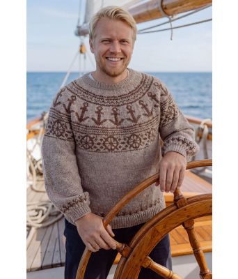 Beige Ankergenser med brunt mønster - Strikkia 2020-027SU-34853488