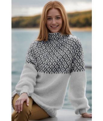 Grå Glød genser med koksgrått mønster - Viking 2022-3-313&317