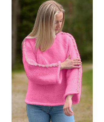 Rosa Sorbonne stitch genser med naturhvite stitch - Strikkia 2023-015-361302