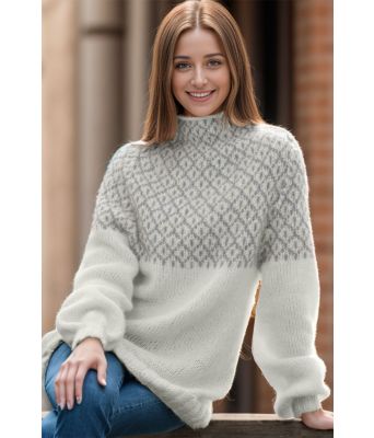 Perlegrå Glød genser med grått mønster - Viking 2023-3-312&313