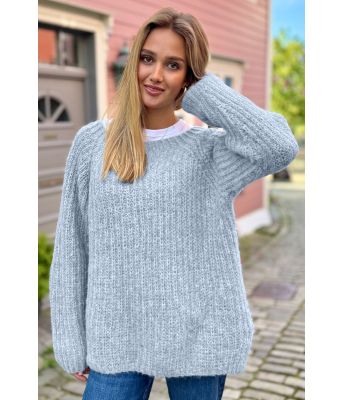 Easygoing sweater i melert lyseblå - Strikkia 2024-036B-BK7407
