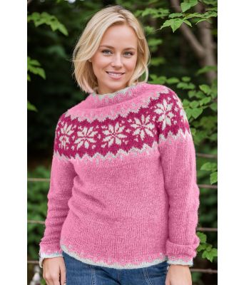 Rosa Vetur genser med cerise mønster - Strikkia 2025-006-361302362