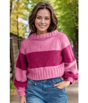 Rosa Cropped stripe sweater - Strikkia 2025-007-361362