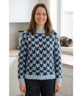 Lyseblå Kattefjes genser - Strikkia 2026-007AB-320327