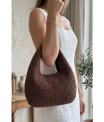 Carla loop bag chunky heklet veske i brunt - Strikkia 2026-010VGV-408