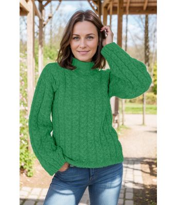 Skarpt grønn Fredrikkes flettegenser - DLG 23-052-3505