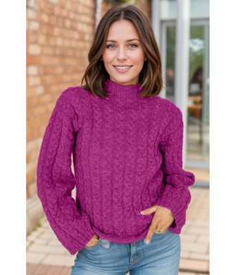 Fredrikke flettegenser i pink - DLG 23-052-3506