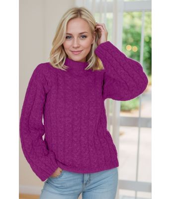 Fredrikkes flettegenser i rødlilla - DLG 23-052-3507