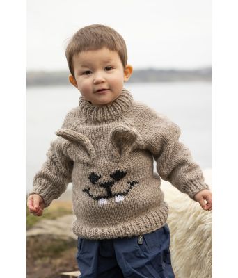 Harehopp strikket genser med kanin med utstående ører - Viking 2310-17