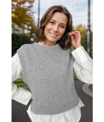 Sunday slipover strikkevest i lysegrått - DLG 24-004-BK7402