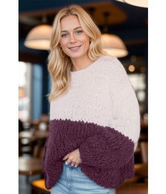 Twotone sweater bordeaux - Belfilato 24-005-47944