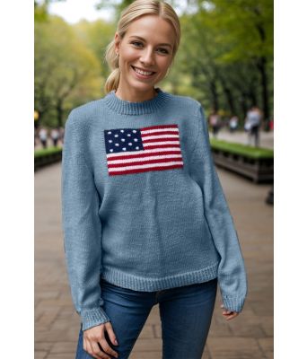 The flag sweater i mørk denim -  DLG 24-006-SU3440