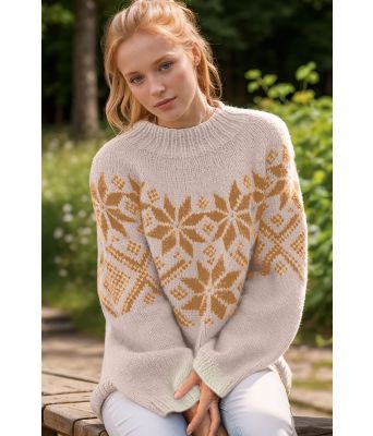 Sand Luna genser med camel mønster - Viking 2416-306-311
