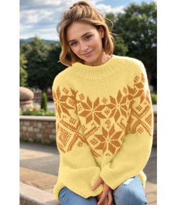 Lys gul Luna genser med okergult mønster - Viking 2416-340-345