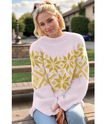 Lys lilla Luna genser med lys gult mønster - Viking 2416-367-340