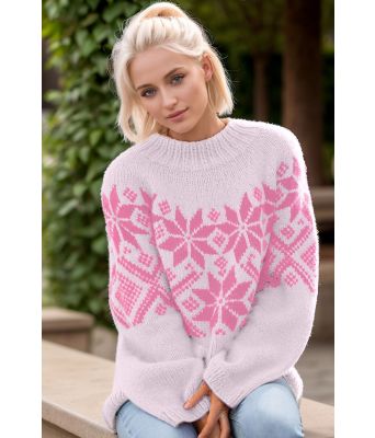 Lys lilla Luna genser med rosa mønster - Viking 2416-367-361