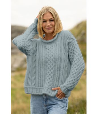 Jærbu gensern i lys-petrol - Viking 2519-2-331