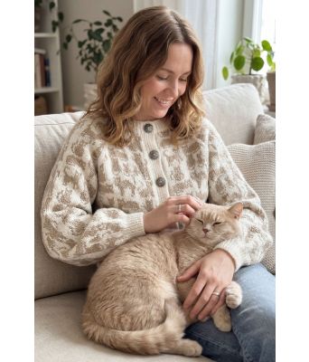 Beige crazy cat woman jakke - DLG-26-002-851845DSA