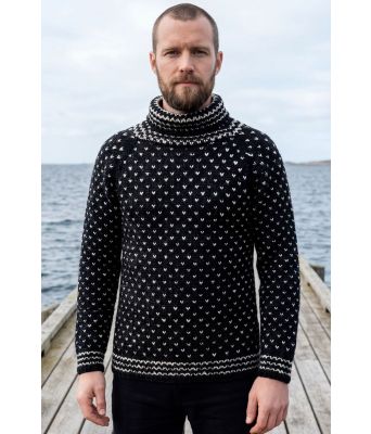 Svart Thel islender med hvitt mønster - Gjestal 294-10-67016794