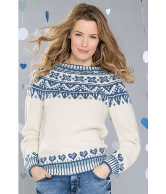 Naturhvit Vinterhjerter genser - DLG 23-031