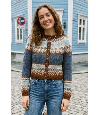 Maja kofte i blå og rust - Jarbo 92621