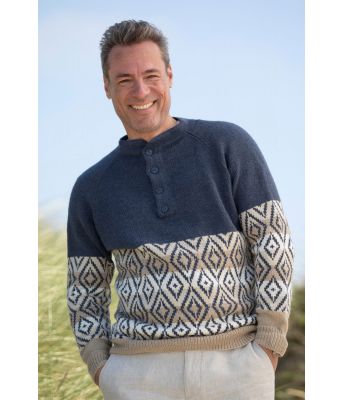 Andy genser strikkegenser med knapper i hals til herre - Viking 2130-6