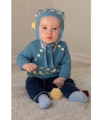 Banan strikket genser og lue til baby - Viking 2126-10