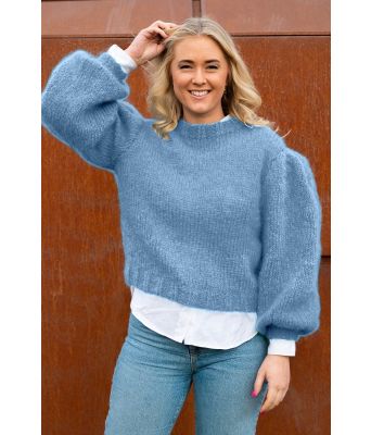 Isblå Chunky misty genser - Belfilato 23-009-47945