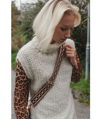 Naturhvit Tekstur vest - Belfilato 23-013