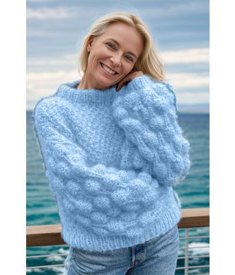Lyseblå Bubble crush sweater - Belfilato 24-007-47945