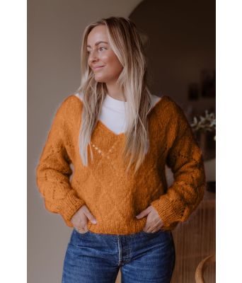 Diamond sweater i safrangul - Belfilato 24-011-47930