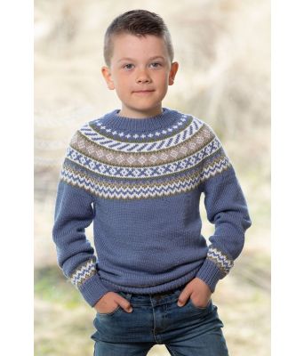 Benny strikket barnegenser med rundfelling - Viking 2122-01