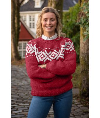 Rød Chunky fanagenser - Strikkia 2021-031P