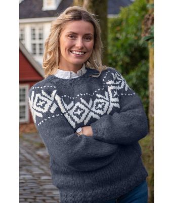 Chunky fanagenser i jeansblå farge - Strikkia 2021-031I