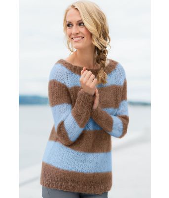 Acne genser med brune / blå striper - DG 286-01Q