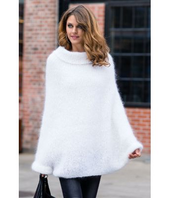 Hvit Maria poncho i mohair - DG 295-04