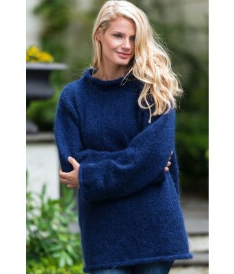 Marineblå kosegenser i mohair - DG 306-15