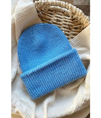 Blå Vian strikket lue i babyull - DG 445-05