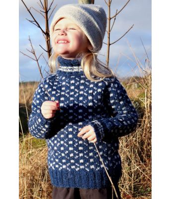 Blå Islender barnegenser med raglanfelling - DG 463-15