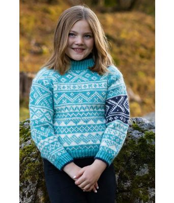 Turkis Valle genser til barn - DG 489-09B