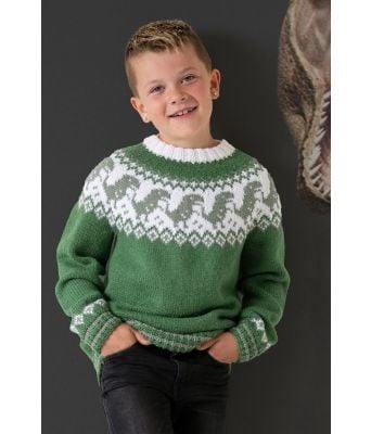 Dino dinosaur strikkegenser og lue til barn - Viking 2131-06