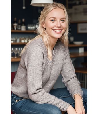 Lysegrå Venice v-neck sweater - DLG 104-3403