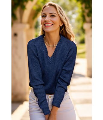 Marineblå Venice v-neck sweater - DLG 104-3406