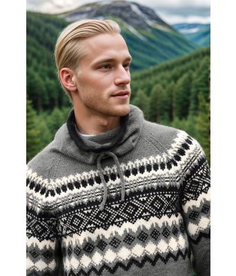 Grå Carl genser med hette - DLG 143-SU340534013402