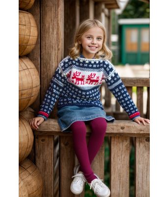 Laila strikkegenser med rein til barn - DLG 195