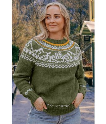 Olivengrønn Fjellgeitgenser med gule detaljer - DLG 22-005M